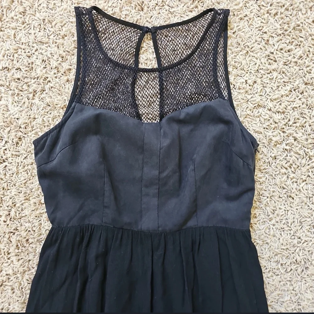 Ladakh Upstate Dress High-Low Black Fishnet Chic Flowy 2 XS Gothic Halloween